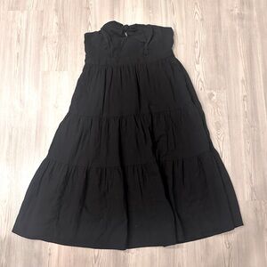 Universal Thread Black Tiered Strapless Maxi Dress with Top Bow